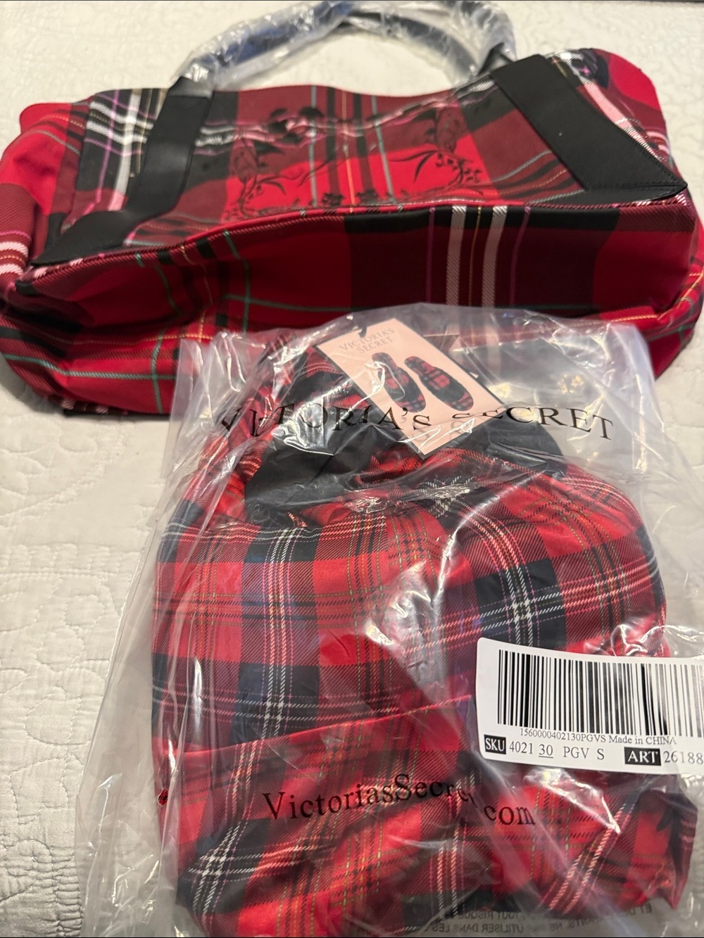 Victoria's Secret Red and Black Plaid Men's Boxers
